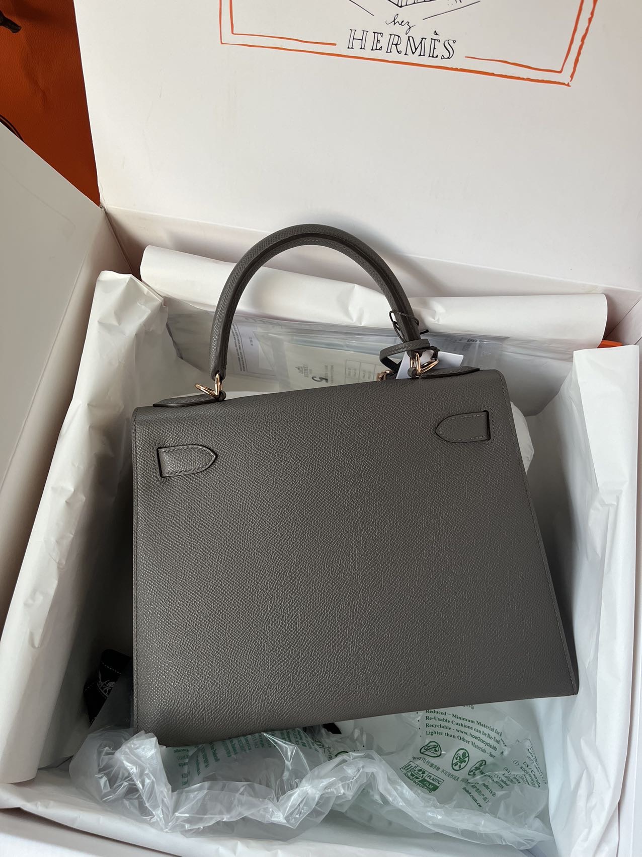 에르메스 켈리백 25 그레이 금장